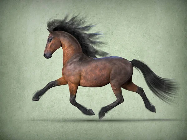 Krásný Hnědý Kůň Vykreslování — Stock fotografie