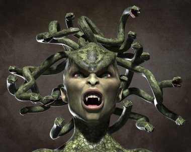 Korkunç Gorgon Medusa. 3d illüstrasyon