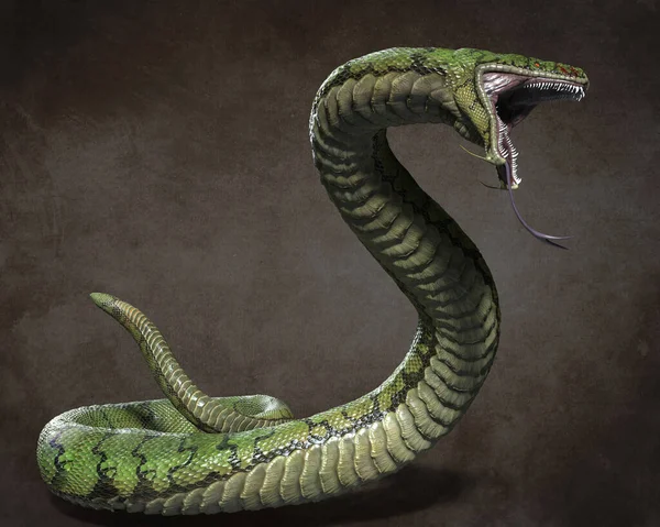 一条巨大的掠食性蛇3D说明 — 图库照片