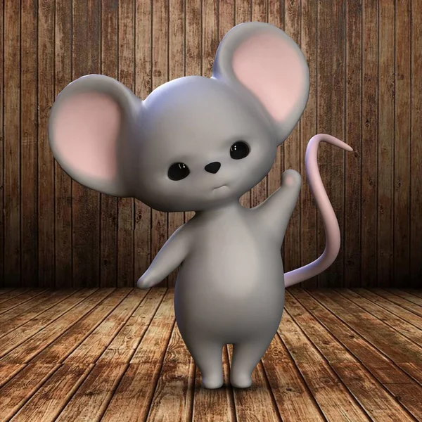 可愛いネズミさん 3Dイラスト — ストック写真