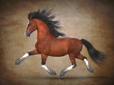 Güzel kahverengi at. 3B görselleştirme