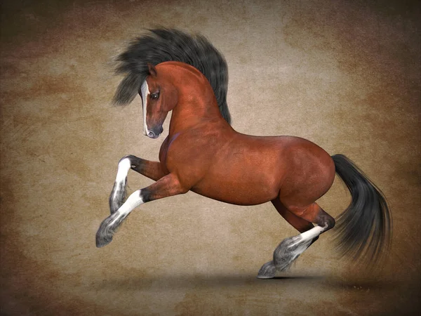 Schönes Braunes Pferd Visualisierung — Stockfoto