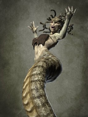 Korkunç Gorgon Medusa. 3d illüstrasyon