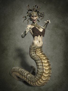 Korkunç Gorgon Medusa. 3d illüstrasyon