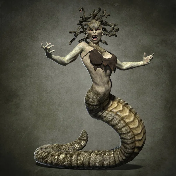 Horrible Medusa Gorgona Ilustración — Foto de Stock