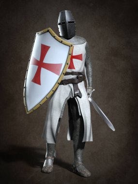 Medieval knight Templar. 3d illustration clipart
