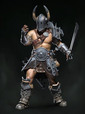 Ortaçağ askeri, barbar. 3d illüstrasyon