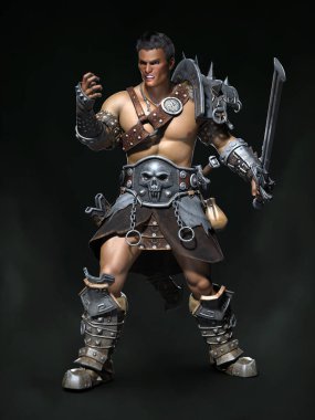 Ortaçağ askeri, barbar. 3d illüstrasyon