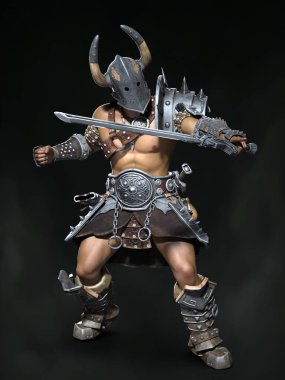 Ortaçağ askeri, barbar. 3d illüstrasyon