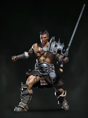 Ortaçağ askeri, barbar. 3d illüstrasyon