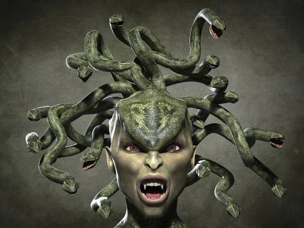 Het Hoofd Van Verschrikkelijke Gorgon Medusa — Stockfoto