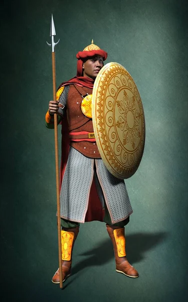中世のムスリム戦士 3Dイラスト — ストック写真