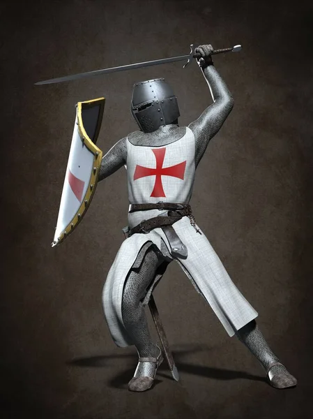 Caballero Medieval Templario Ilustración — Foto de Stock