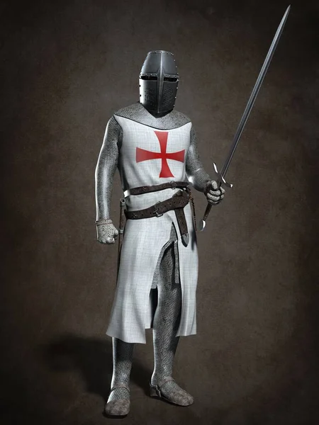 Caballero Medieval Templario Ilustración —  Fotos de Stock