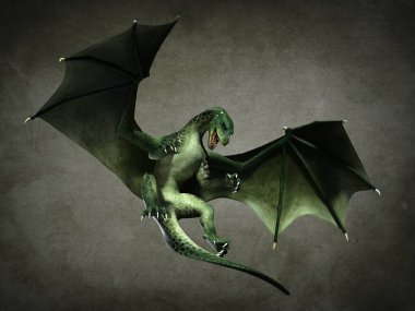 Muhteşem uçan ejderha. 3d illüstrasyon