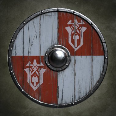 Viking kalkanı. 3d illüstrasyon