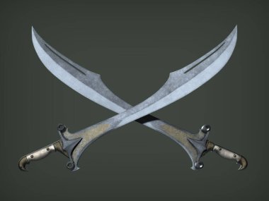 Swords of Saracen warriors. 3d illustration clipart