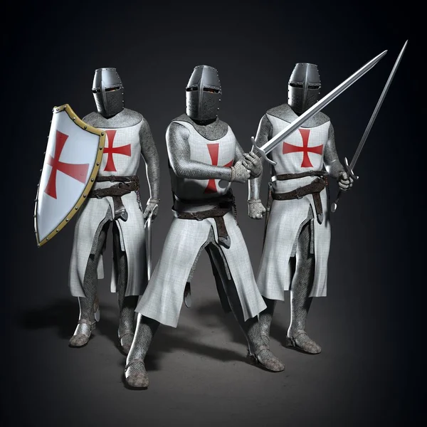 Guerrieri Dei Cavalieri Templari Illustrazione — Foto Stock