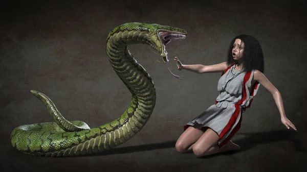 Rapariga Cobra Ilustração — Fotografia de Stock