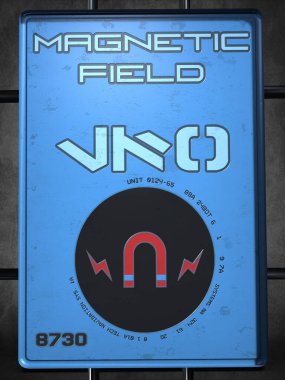 Bilim kurgu tabelaları ve semboller. 3d illüstrasyon