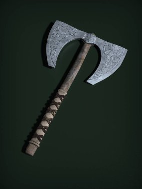 Eski bir savaş baltası. 3d illüstrasyon