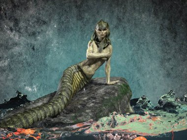 Korkunç Gorgon Denizanası. 3d illüstrasyon