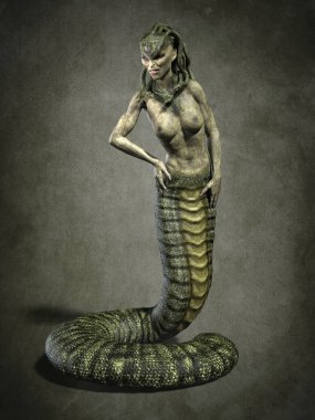 Korkunç Gorgon Denizanası. 3d illüstrasyon