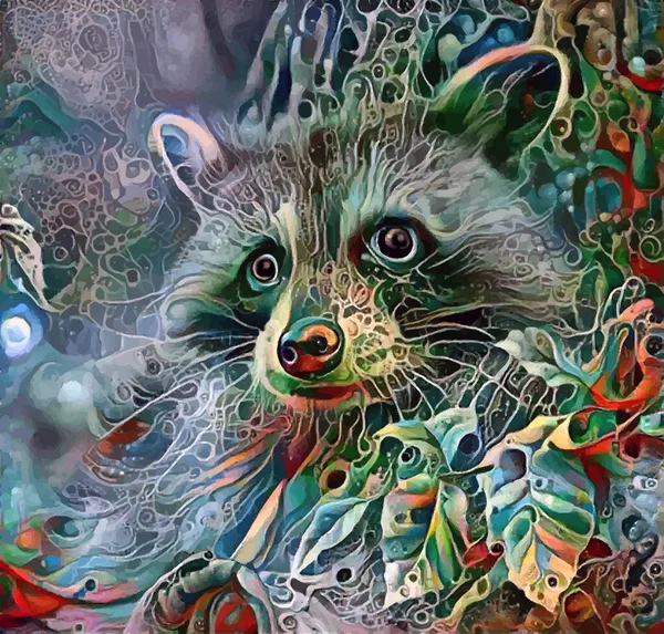 Curious Raccoon Abstract Illustration — Stock Photo, Image