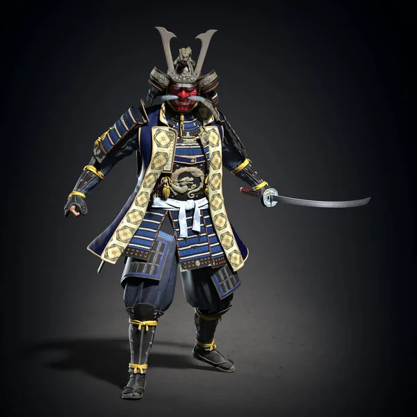 Japonský Samuraj Taseným Mečem Ilustrace — Stock fotografie