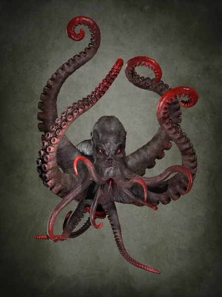 一个巨大的海洋章鱼 3D插图 — 图库照片