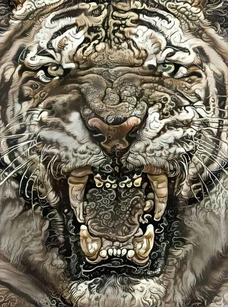 大人の虎のクローズアップ 3Dイラスト — ストック写真