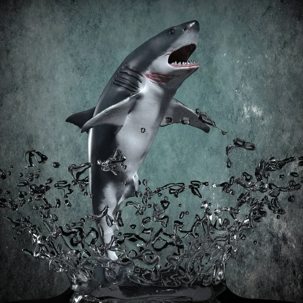Ein Hai Springt Aus Dem Wasser Illustration — Stockfoto