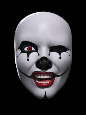 Duygularını ifade eden bir maske. 3d illüstrasyon