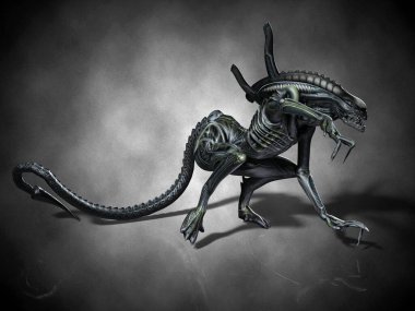 Uzaylı bir canavar. 3d illüstrasyon