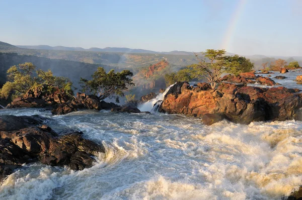 Zonsondergang op de ruacana-waterval, Namibië — Stockfoto