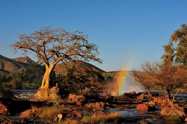 Sunset at the Epupa waterfall, Namibia — Stock Photo, Image