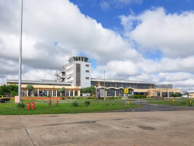 BLOEMFONTEIN, SOUTH AFRICA - DEC 23, 2021: Terminal building of the Bram Fischer International Airport in Bloemfontein