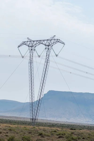 Pilone Sospensione Forma Una Linea Trasmissione Energia Nella Provincia Del — Foto Stock