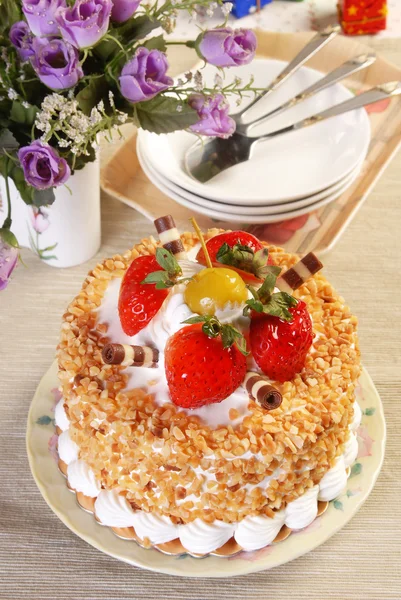 Strawberry pudding cake — Stock Photo, Image