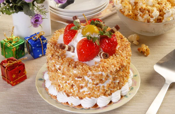 Aardbeien pudding taart — Stockfoto