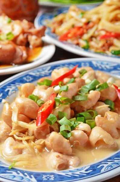 Pork intestines Pork intestines with ginger — Stock Photo, Image