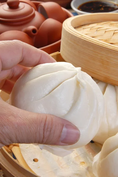 Pães de pelúcia cozidos no vapor — Fotografia de Stock