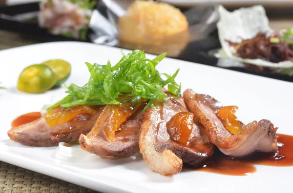 Slices of duck fried meat — Stock Photo, Image