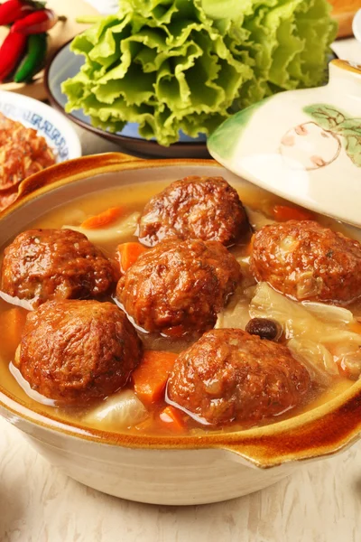 Braised pork balls in soy sauce — Stock Image Braised pork balls in soy sauce Stock Photo