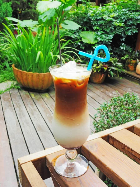 Iced Lattle Coffee Tall Glass — Stock Photo, Image