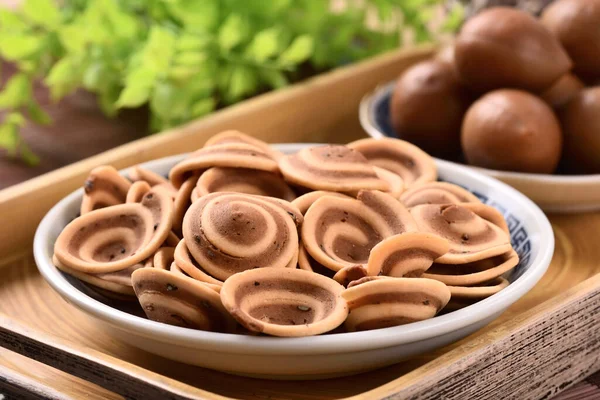 Taiwan Snack Tradizionale Chiamato Come Cracker Orecchio Maiale Biscotti Spirale — Foto Stock