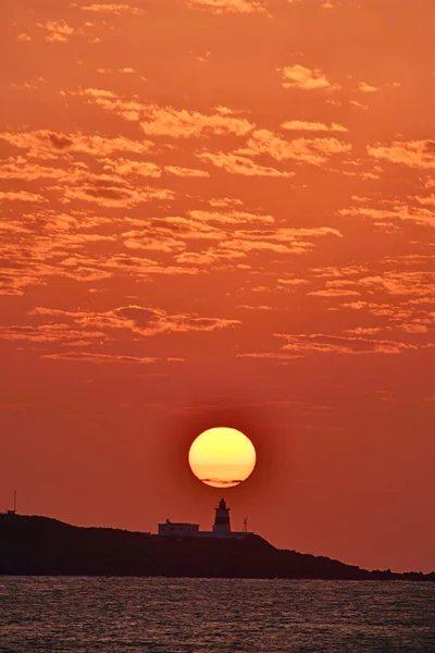 Zonsondergang Bij Vuurtoren New Taipei City Taiwan — Stockfoto