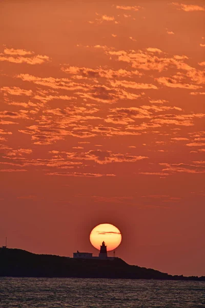 Pôr Sol Farol Nova Taipei Taiwan — Fotografia de Stock