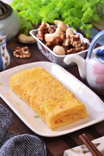 Tamagoyaki Japansk Traditionell Äggrulle Royaltyfria Stockbilder