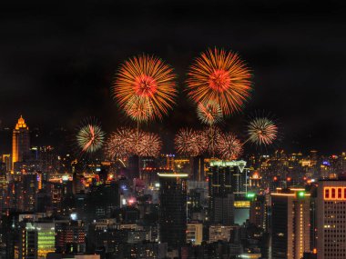 Dadaocheng fireworks show in Double Seventh Festival(Chinese Valentine's Day) in Taipei,Taiwan